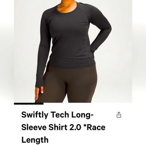 Swiftly Tech Long Sleeve Shirt 2.0 Race Length - Size 4 Black